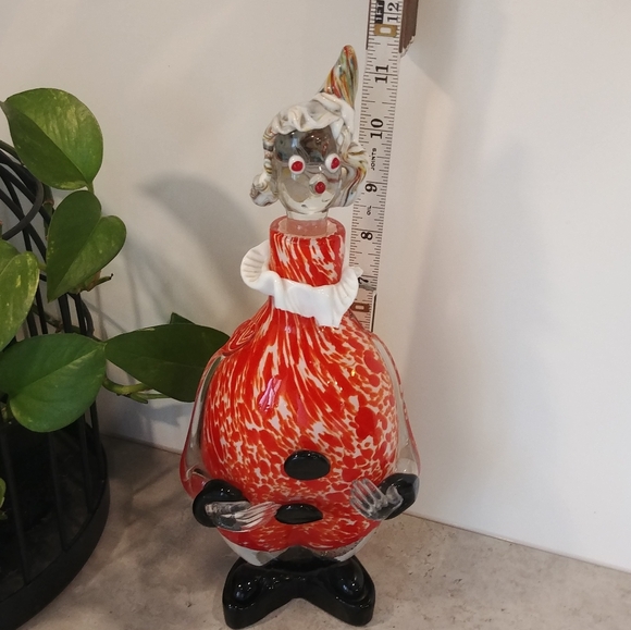 Vintage Murano Art Glass Clown Decanter & Stopper, Red Swirl, Barware Kitsch - Picture 7 of 7